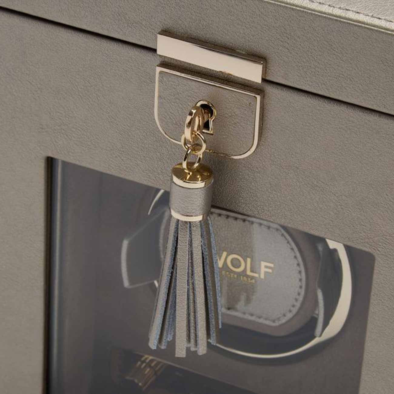 WOLF Palermo Single Winder Jewelry Box in Pewter