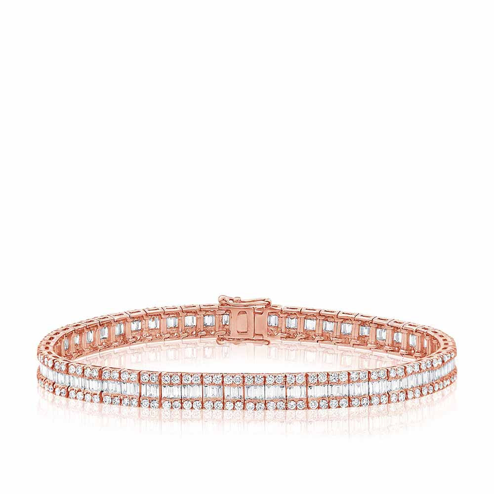 Baguette and Round Diamond Tennis Bracelet
