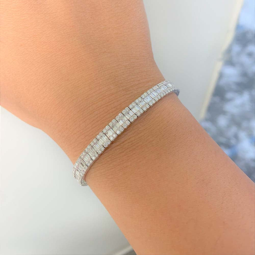Baguette and Round Diamond Tennis Bracelet