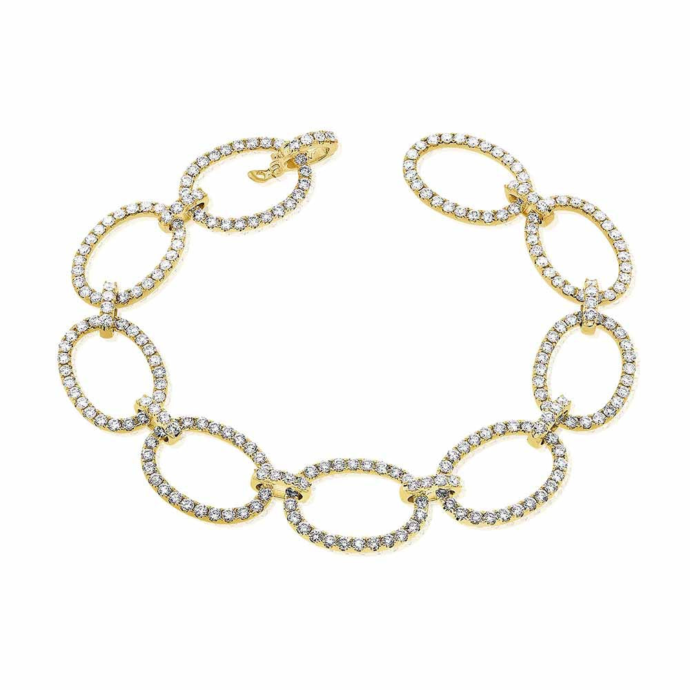 Diamond Oval Link Gold Bracelet