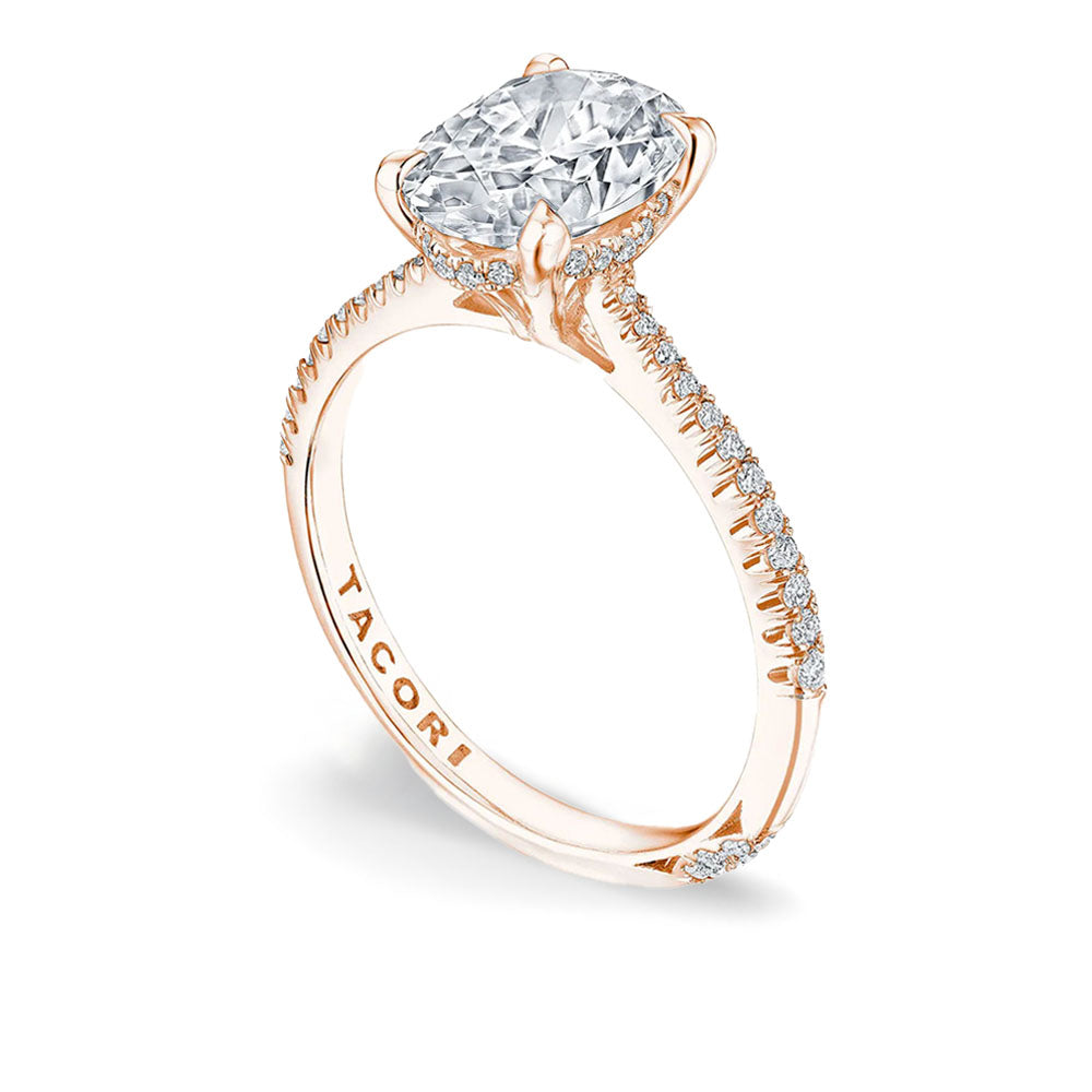 Tacori Oval Halfway French Pave Hidden Halo Engagement Ring Setting