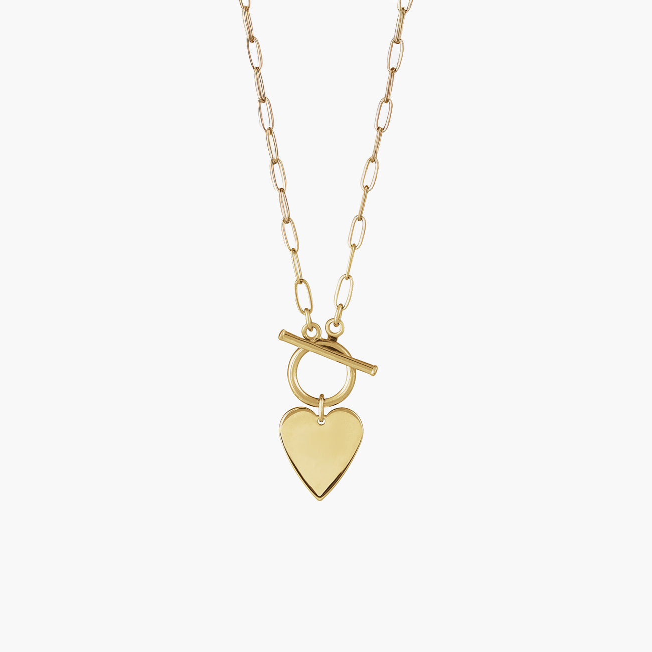 Private Label Engravable Heart Toggle Necklace in Yellow Gold