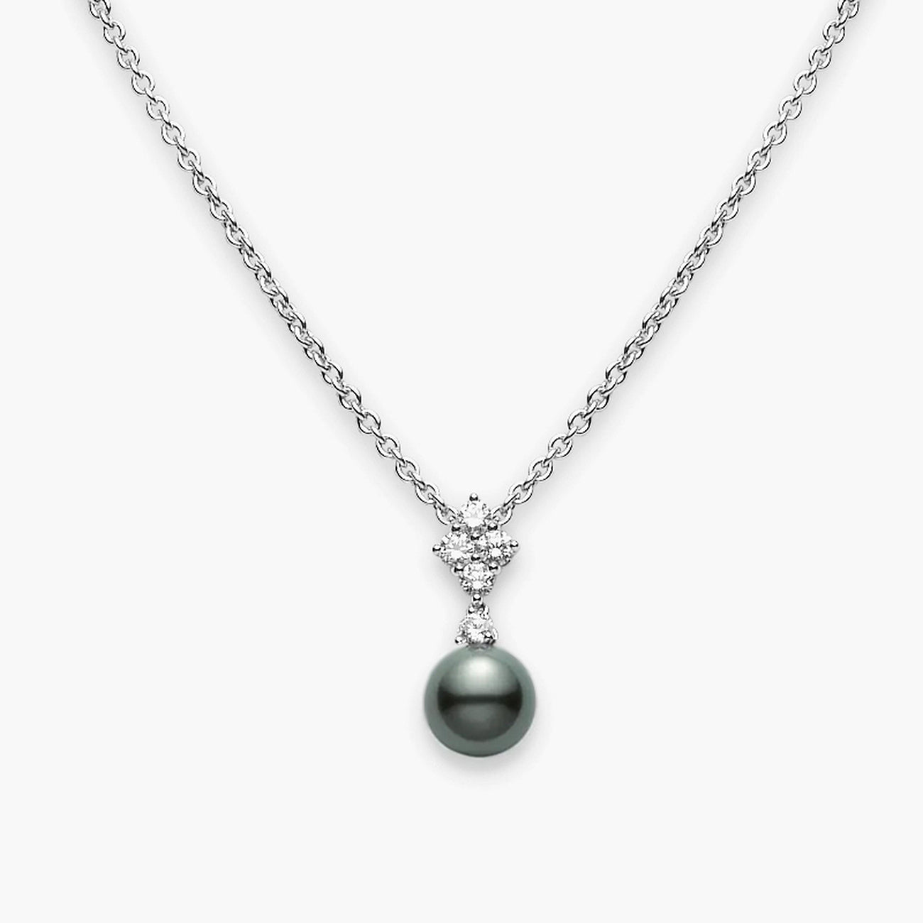 Mikimoto 10mm Black South Sea Pearl Diamond Necklace
