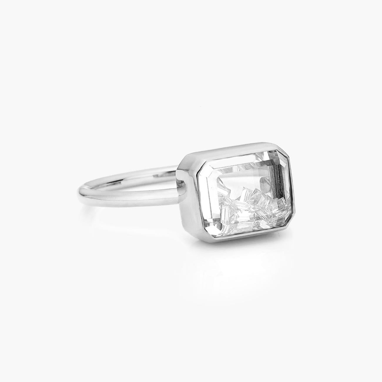 Moritz Glik Esmeralda Diamond Shaker Ring in 18K White Gold