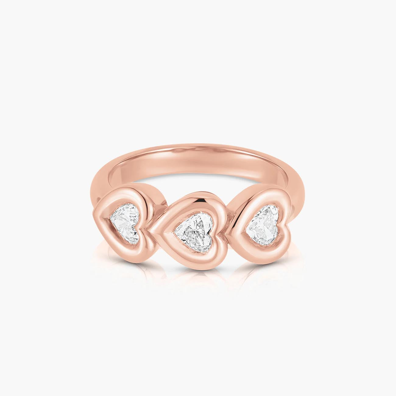 Carbon and Hyde Puffy Tripple Heart Shape Bezel Ring