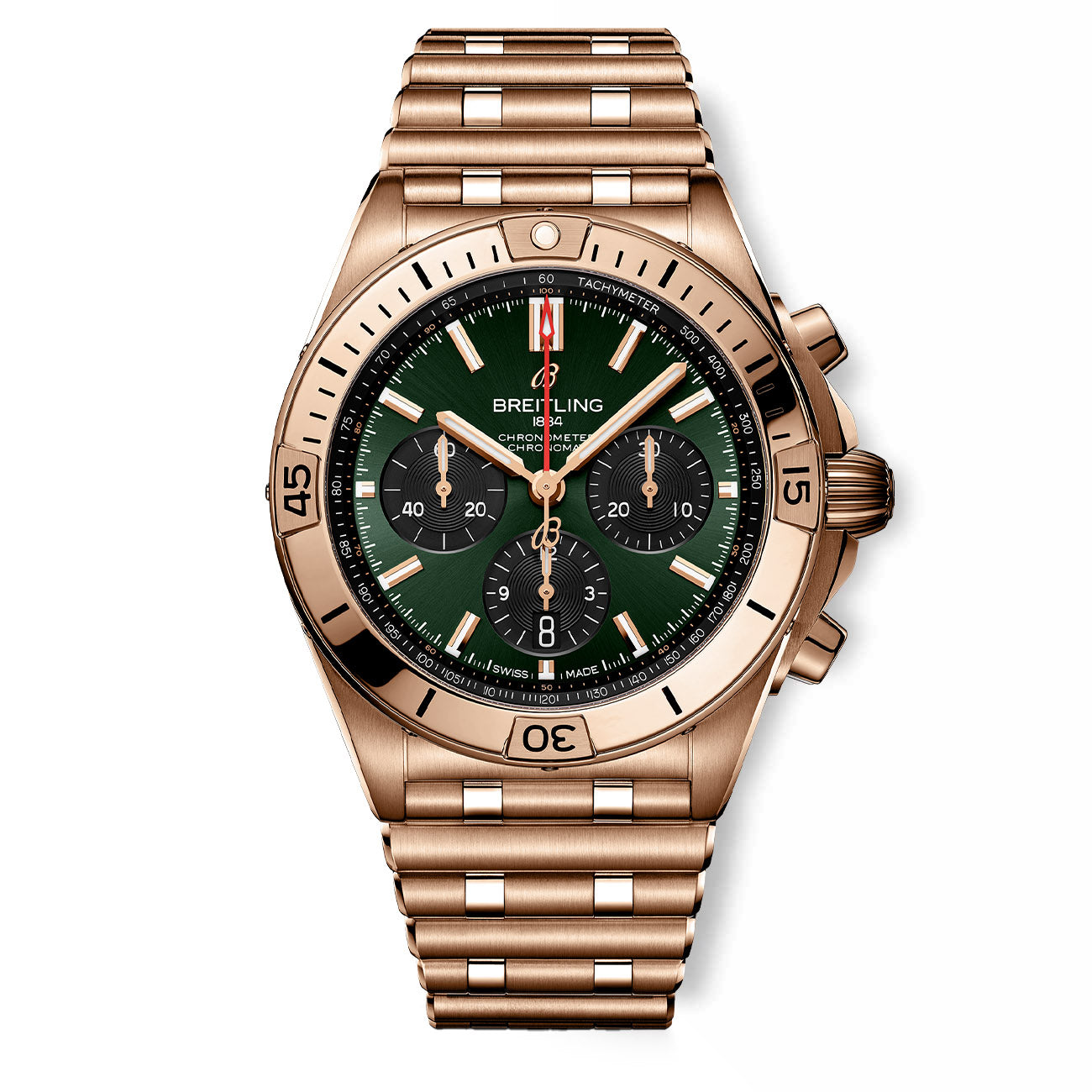 Breitling Chronomat B01 Dark Green Dial in Red Gold - 42mm