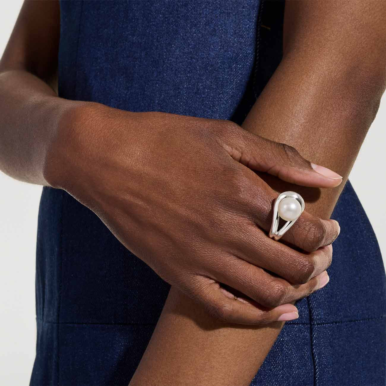 John Hardy Surf Fresh Water Pearl Sterling Silver Ring