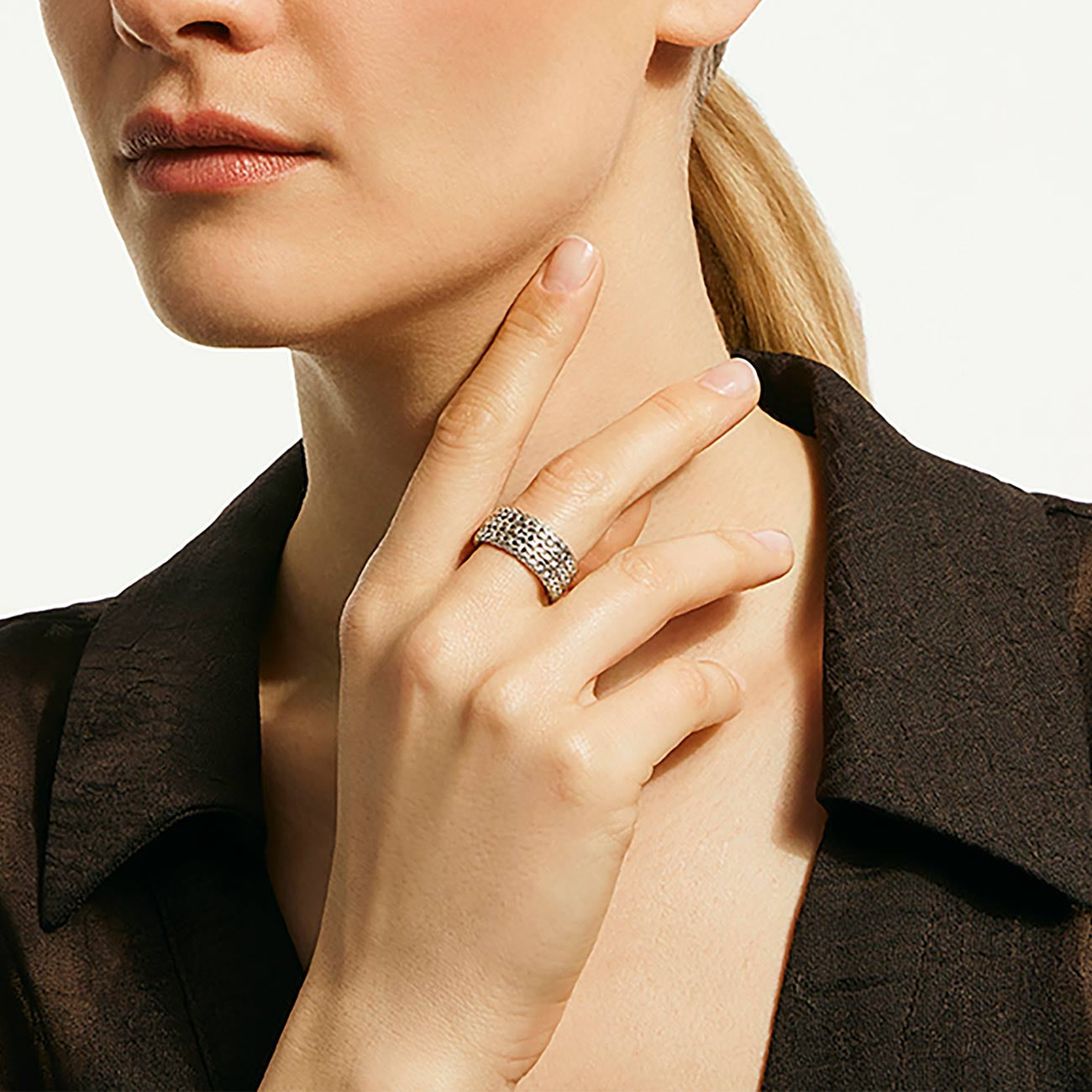 John Hardy Icon Link Silver Band Ring - 9mm