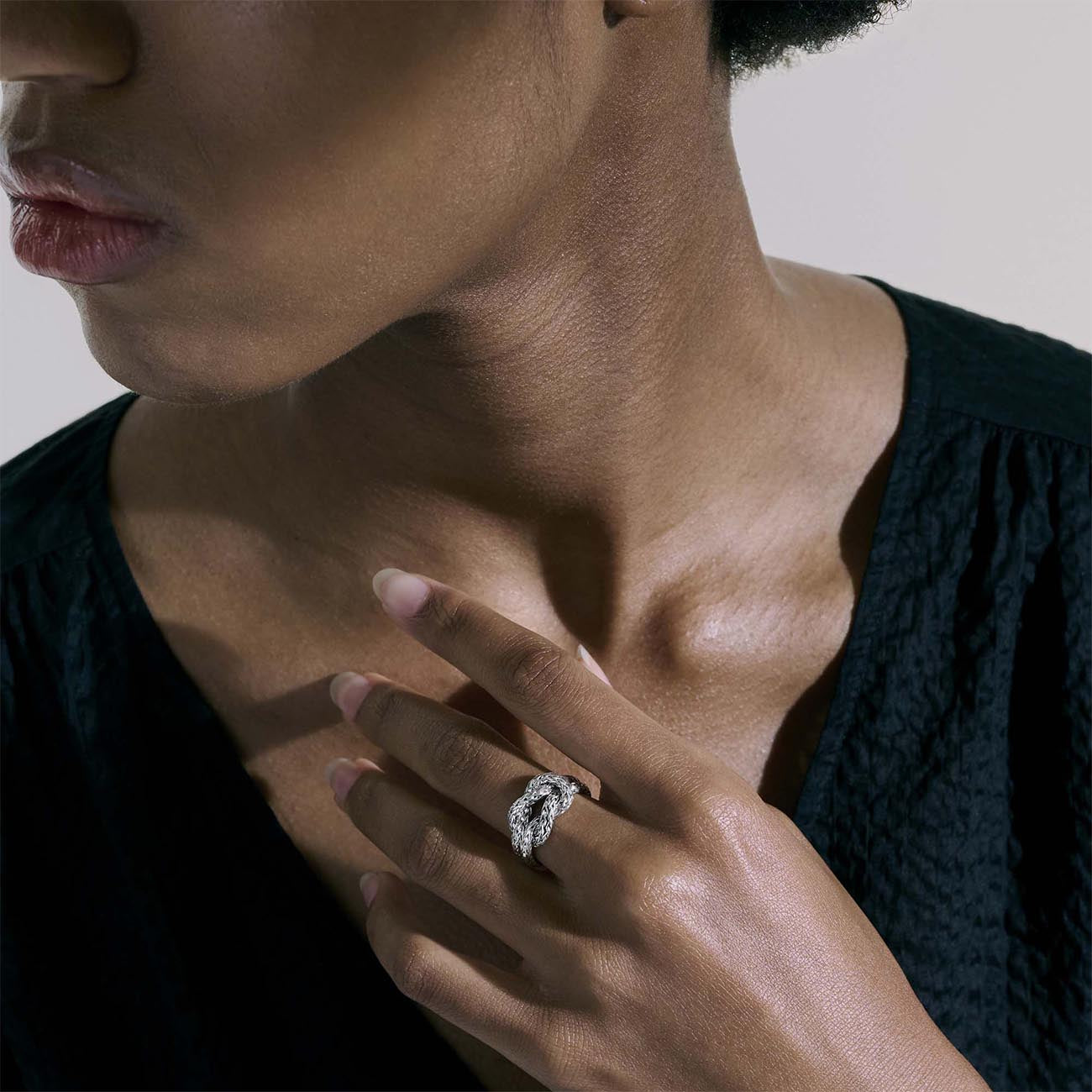 John Hardy Love Knot Silver Chain Ring