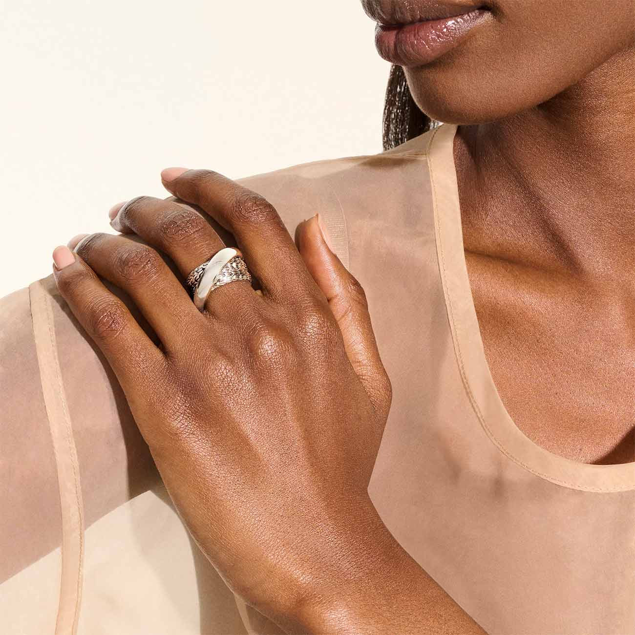 John Hardy Essentials Large Crossover Silver Ring