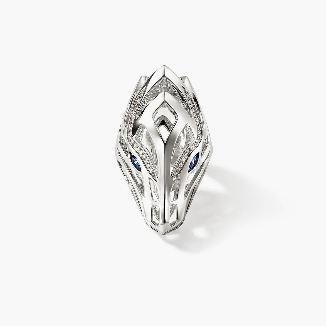 John Hardy Naga Head Ring With Diamond Crest