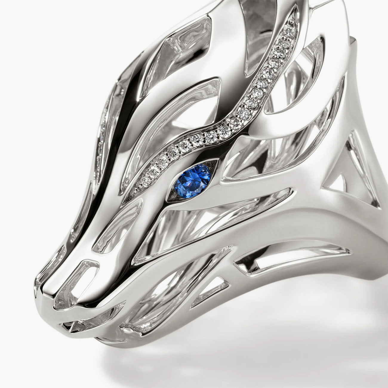 John Hardy Naga Head Ring With Diamond Crest
