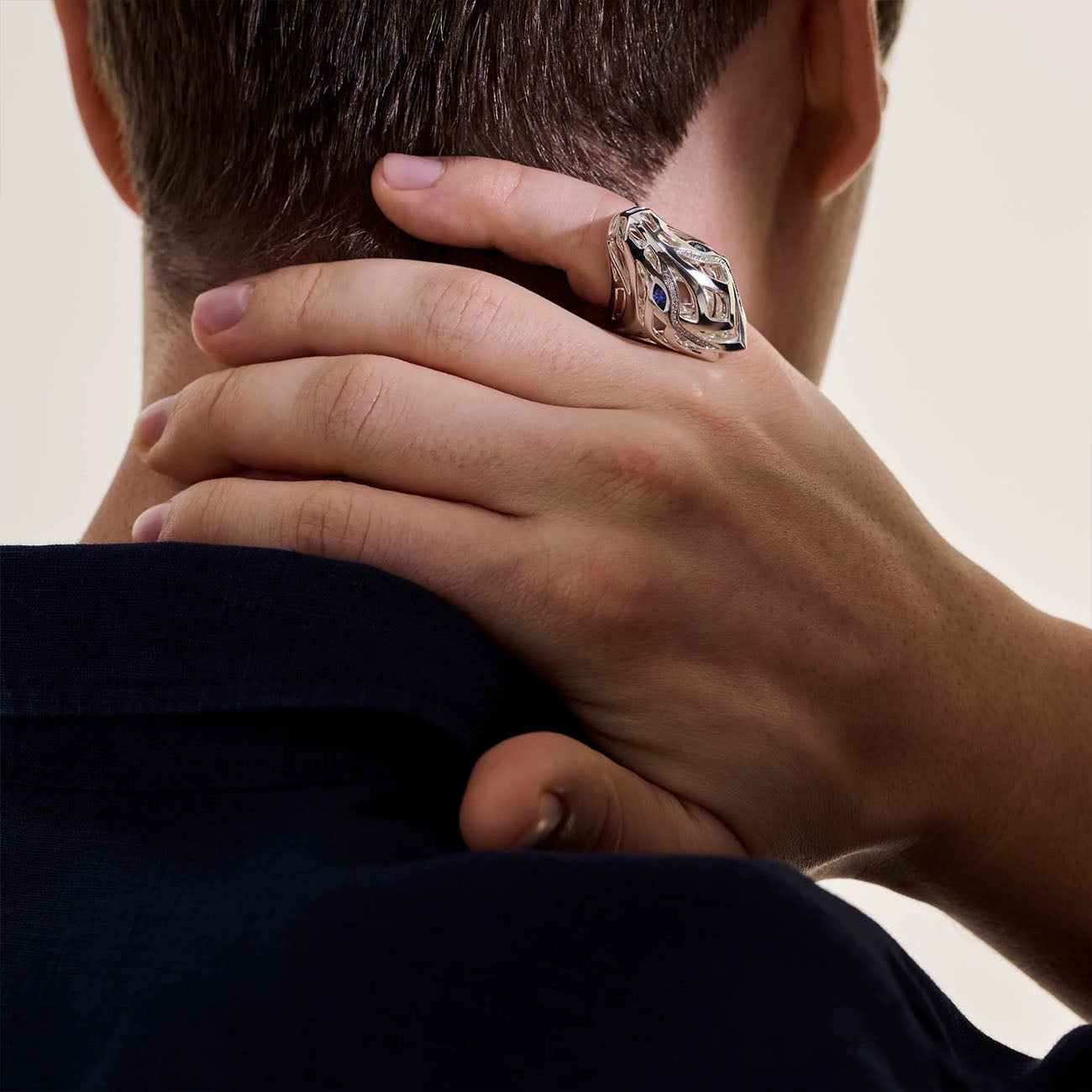 John Hardy Naga Head Ring With Diamond Crest