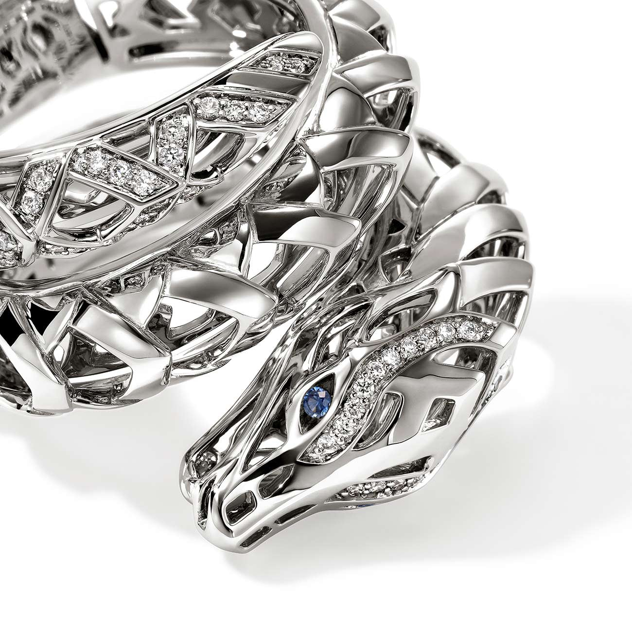 John Hardy Naga Diamond and Sapphire Dragon Double Wrap Ring