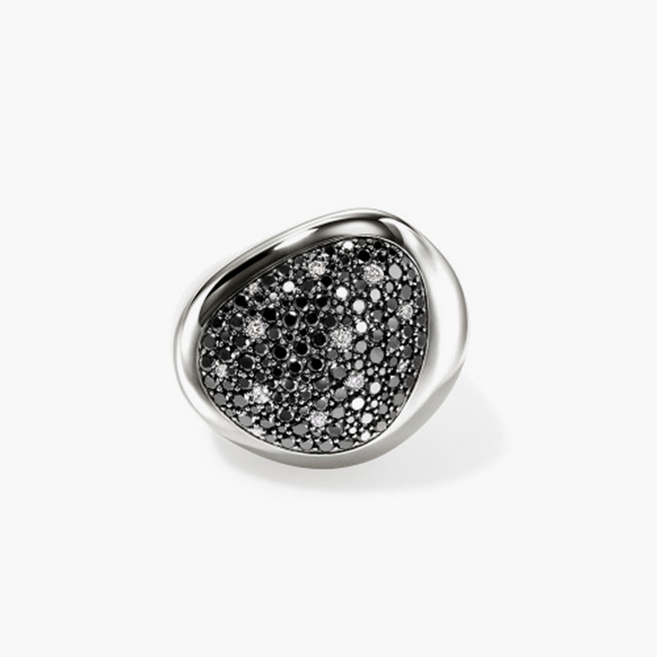 John Hardy Pebble Black Diamond Pave Ring in Sterling Silver