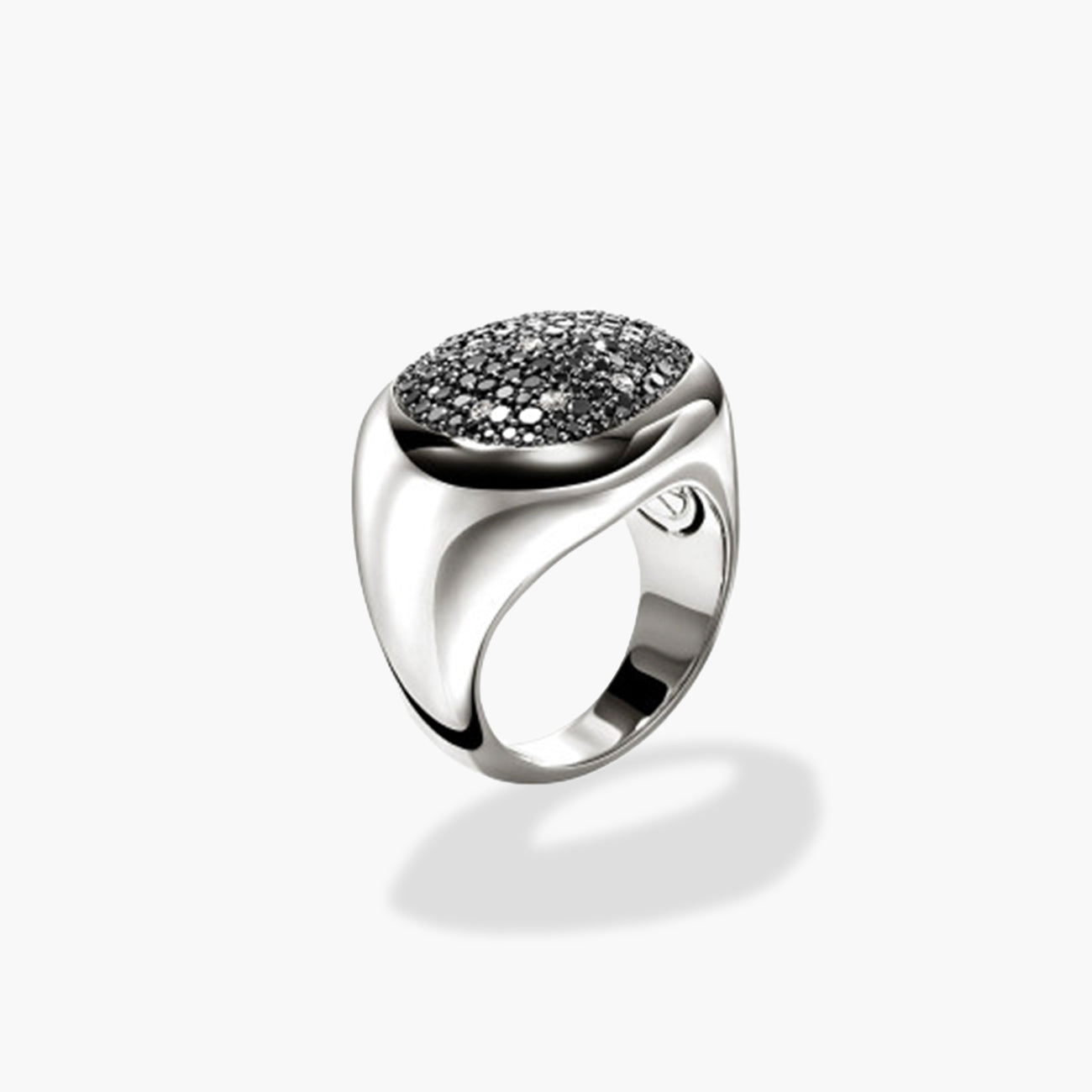 John Hardy Pebble Black Diamond Pave Ring in Sterling Silver