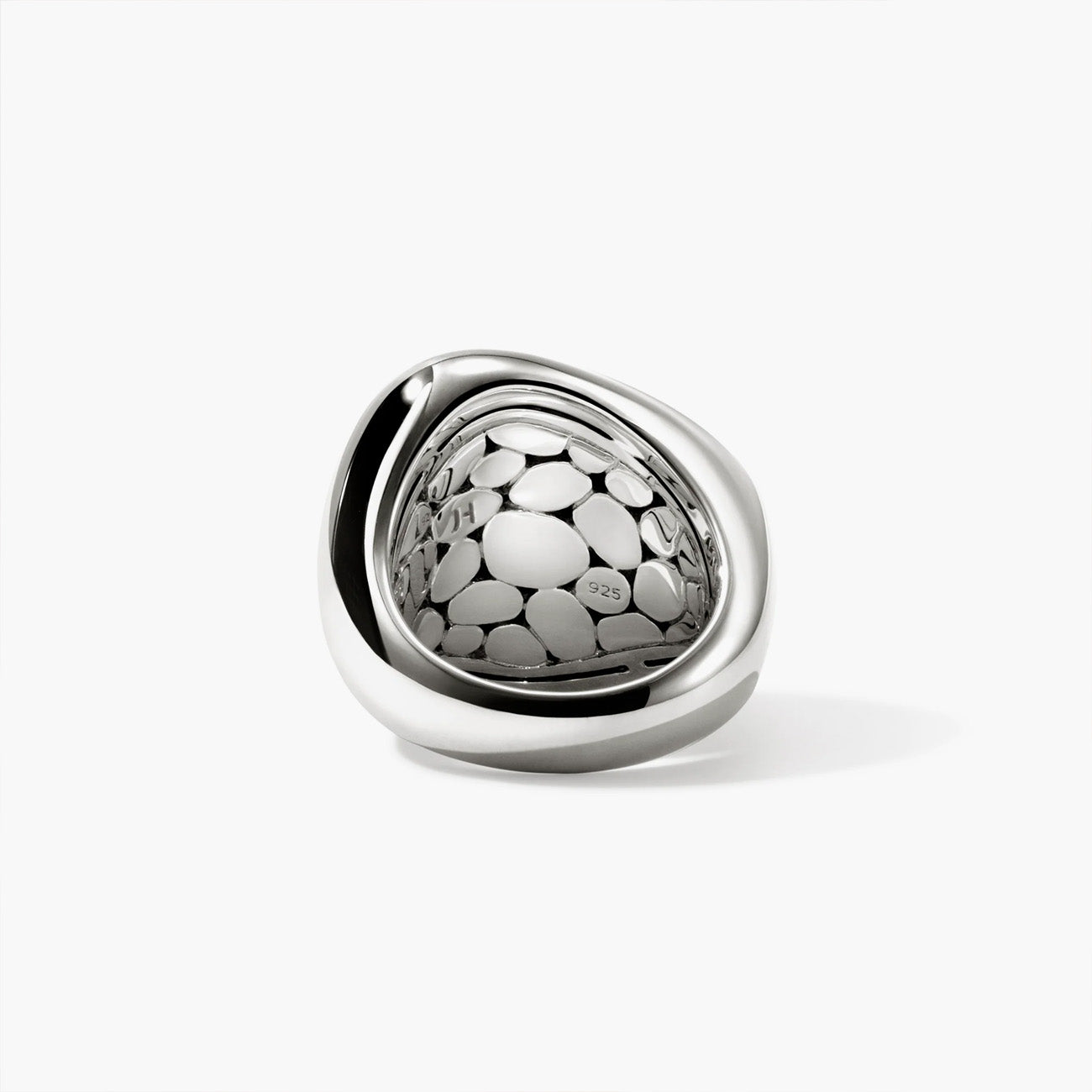John Hardy Pebble Black Diamond Pave Ring in Sterling Silver