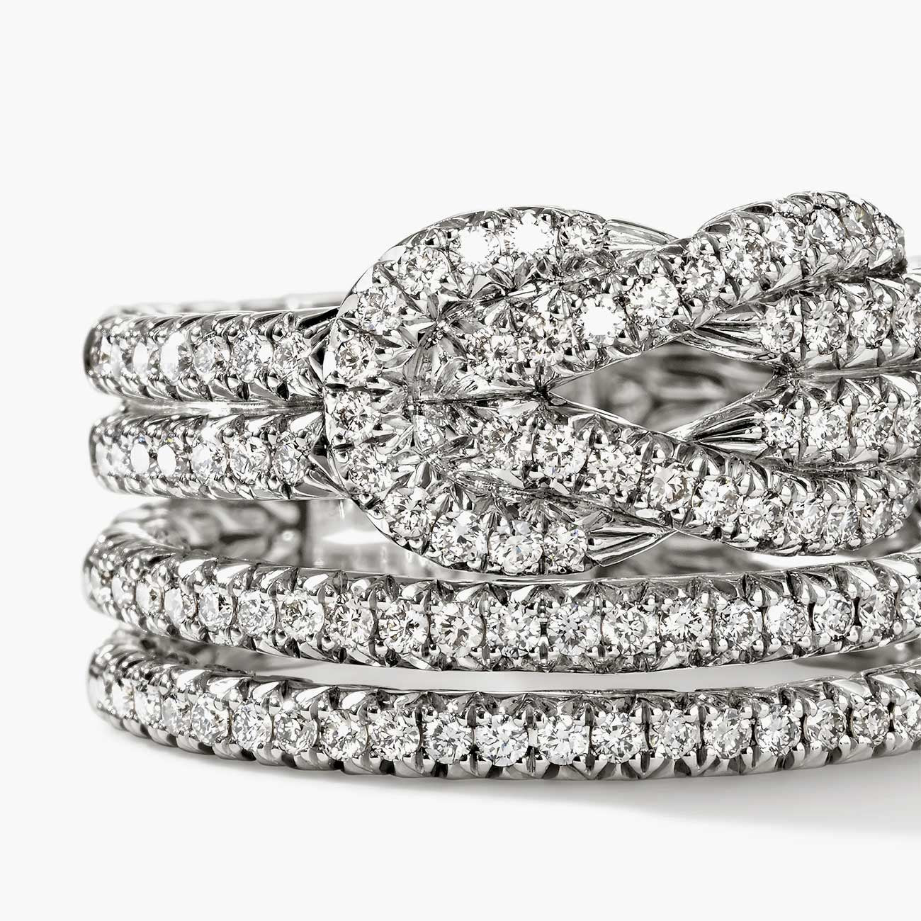 John Hardy Love Knot Diamond Pave Silver Ring