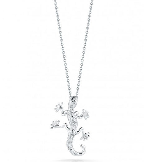 Roberto Coin Tiny Treasures White Gold Gecko Lizard Pendant Necklace