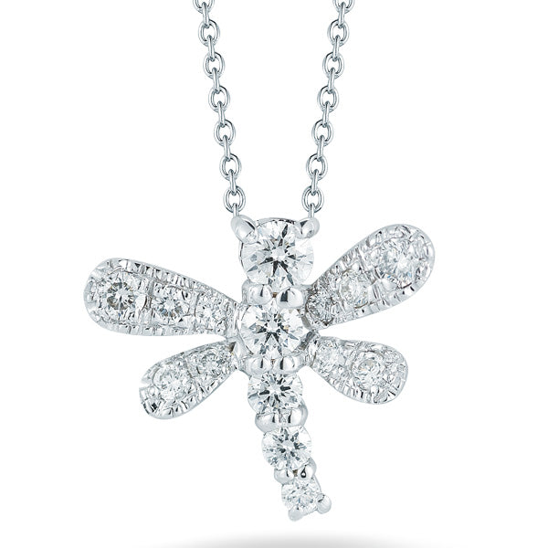 Roberto Coin Tiny Treasures White Gold Diamond Dragonfly Necklace