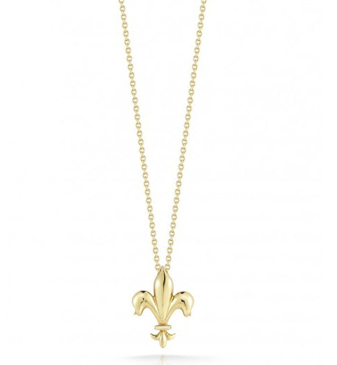 Roberto Coin Tiny Treasures Yellow Gold Fleur De Lis Pendant Necklace