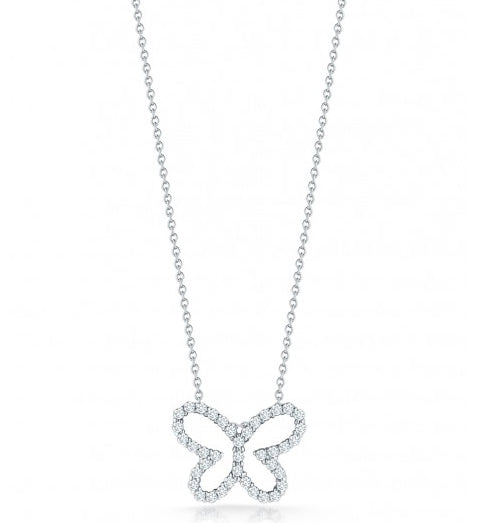 Roberto Coin Tiny Treasures White Gold Butterfly Pendant Necklace