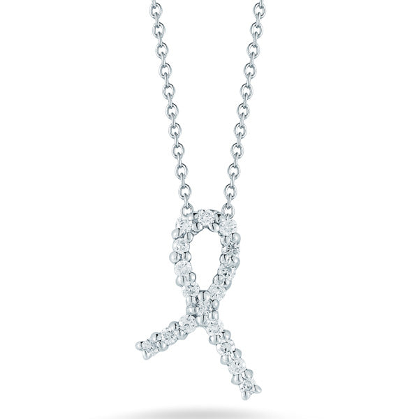 Roberto Coin Tiny Treasures White Gold Diamond Hope Pendant Necklace