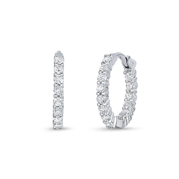 Roberto Coin White Gold Inside Out Diamond Hoop Earrings .75ctw