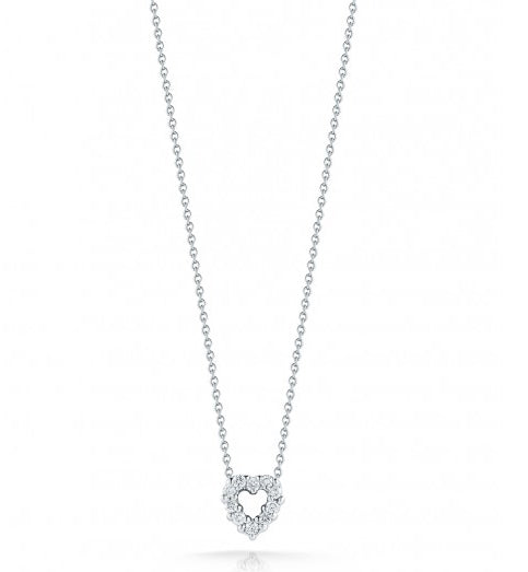 Roberto Coin Tiny Treasures White Gold Diamond Open Heart Necklace