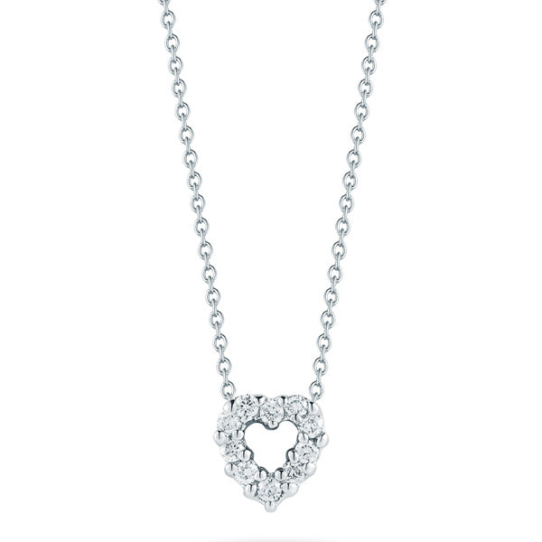 Roberto Coin Tiny Treasures White Gold Diamond Open Heart Necklace