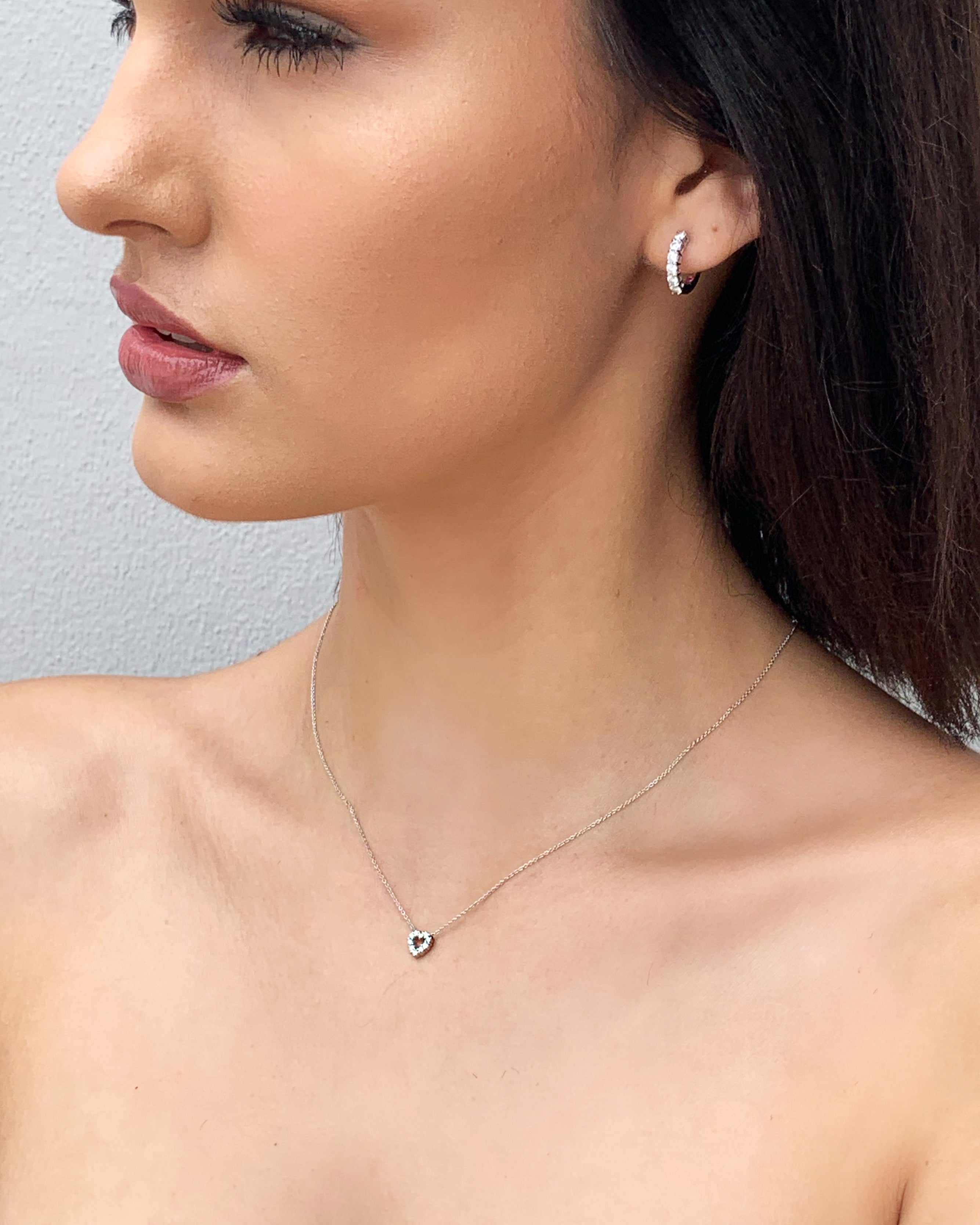 Roberto Coin Tiny Treasures White Gold Diamond Open Heart Necklace