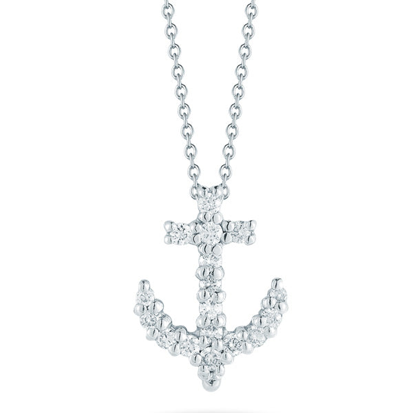 Roberto Coin Tiny Treasures Diamond Anchor Necklace