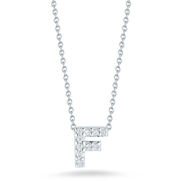 Roberto Coin Tiny Treasures Diamond Initial Necklace in White Gold - F