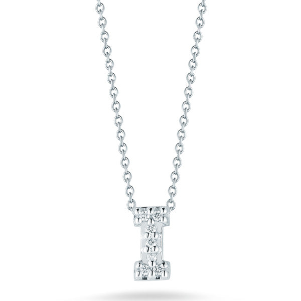 Roberto Coin Tiny Treasures Diamond Initial Necklace in White Gold - I