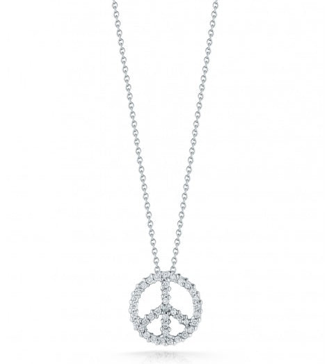 Roberto Coin Tiny Treasures Diamond Peace Sign Necklace