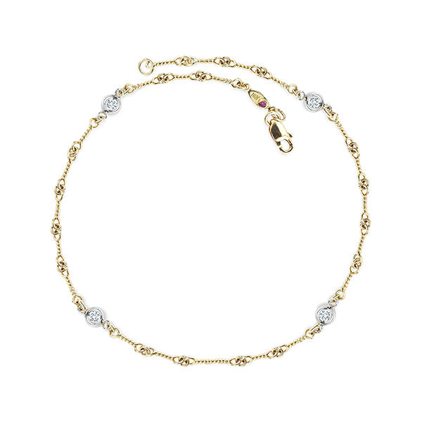 Roberto Coin Diamonds By The Inch Two Toned Diamond Station Anklet