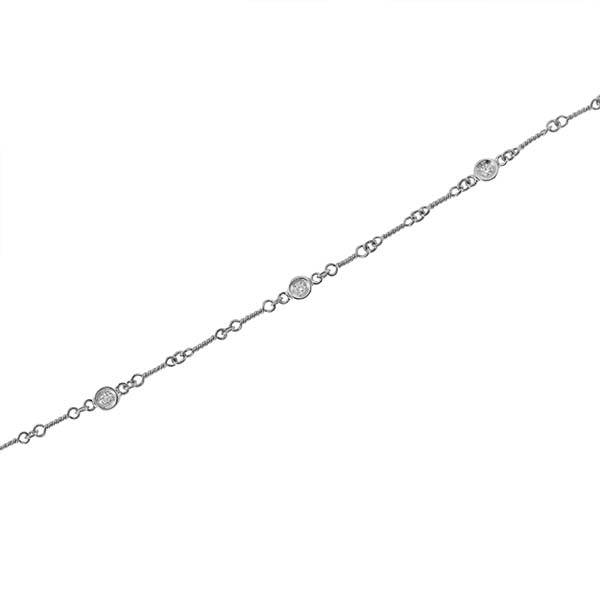 Roberto Coin Diamonds By The Inch White Gold 5 Diamond Station Anklet