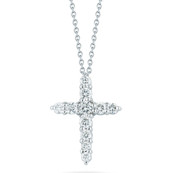 Roberto Coin Tiny Treasures White Gold Diamond Cross Pendant Necklace