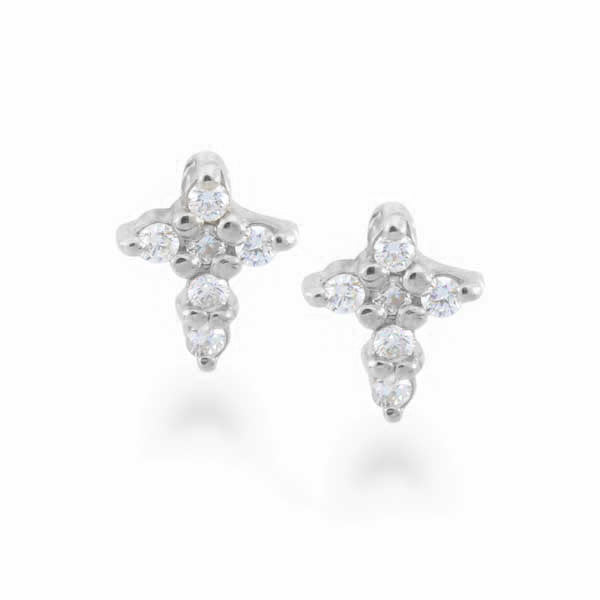 Roberto Coin Tiny Treasures White Gold Diamond Cross Earrings