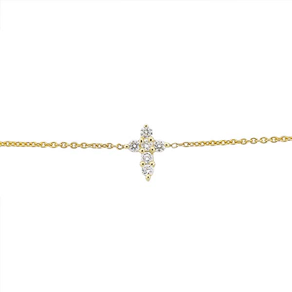 Roberto Coin Tiny Treasures Yellow Gold Small Diamond Cross Bracelet