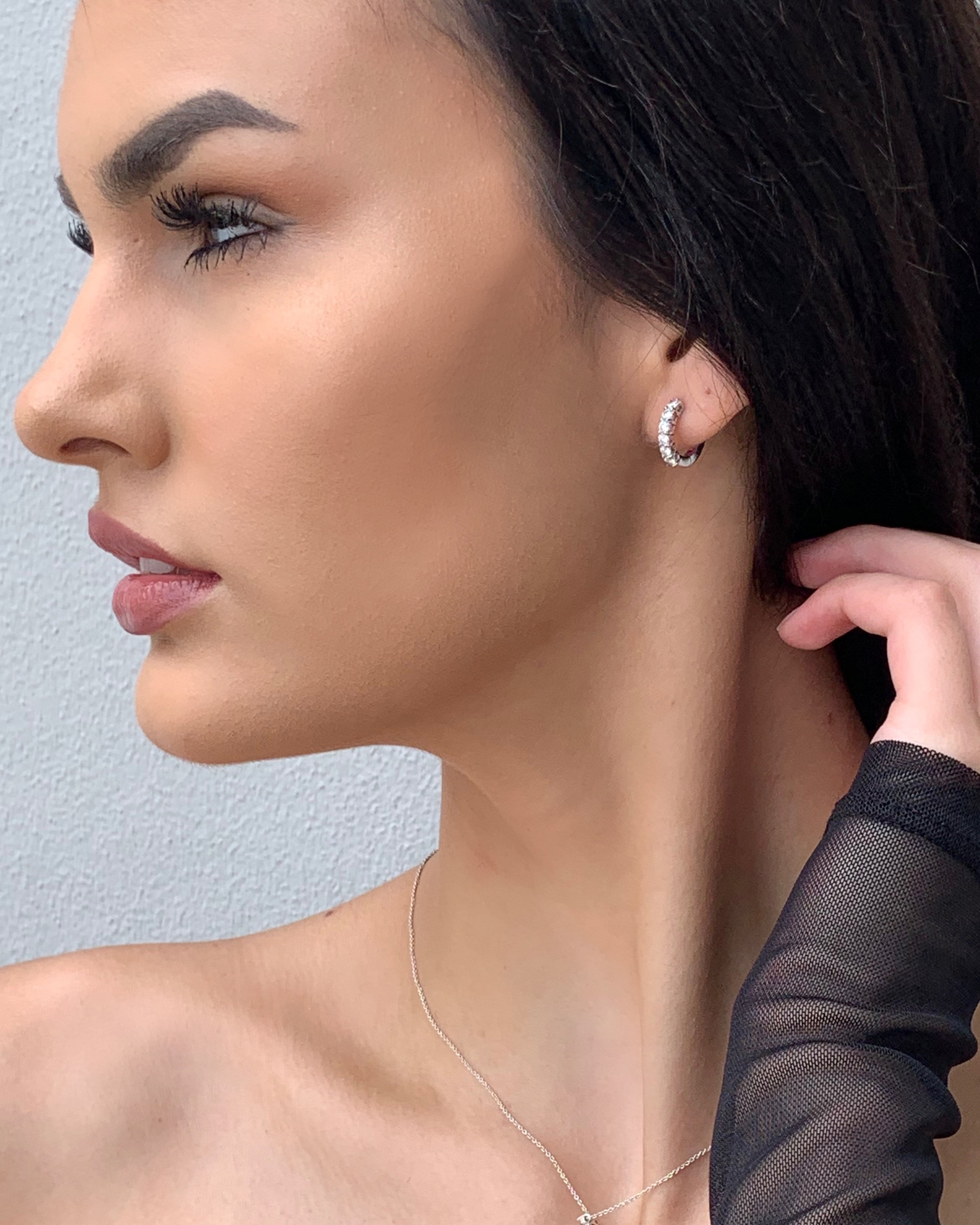 Roberto Coin White Gold Diamond Huggie Earrings Hoop