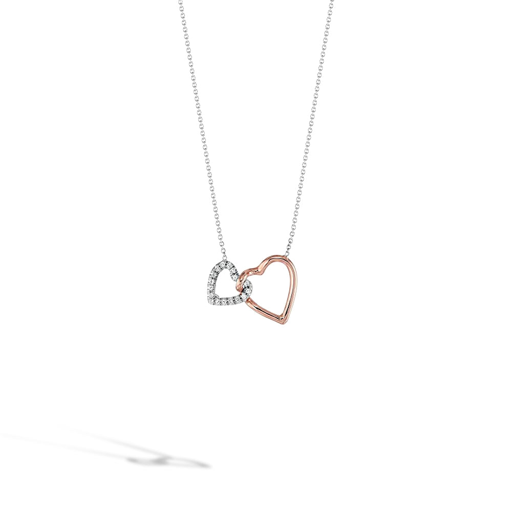 Roberto Coin Tiny Treasures Two-Tone Double Heart Pendant Necklace
