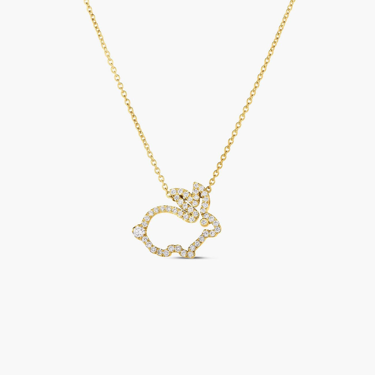 Roberto Coin Tiny Treasures 18k Gold and Diamond Rabbit Necklace