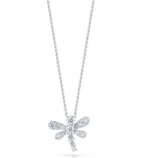 Roberto Coin Tiny Treasures White Gold Diamond Dragonfly Necklace