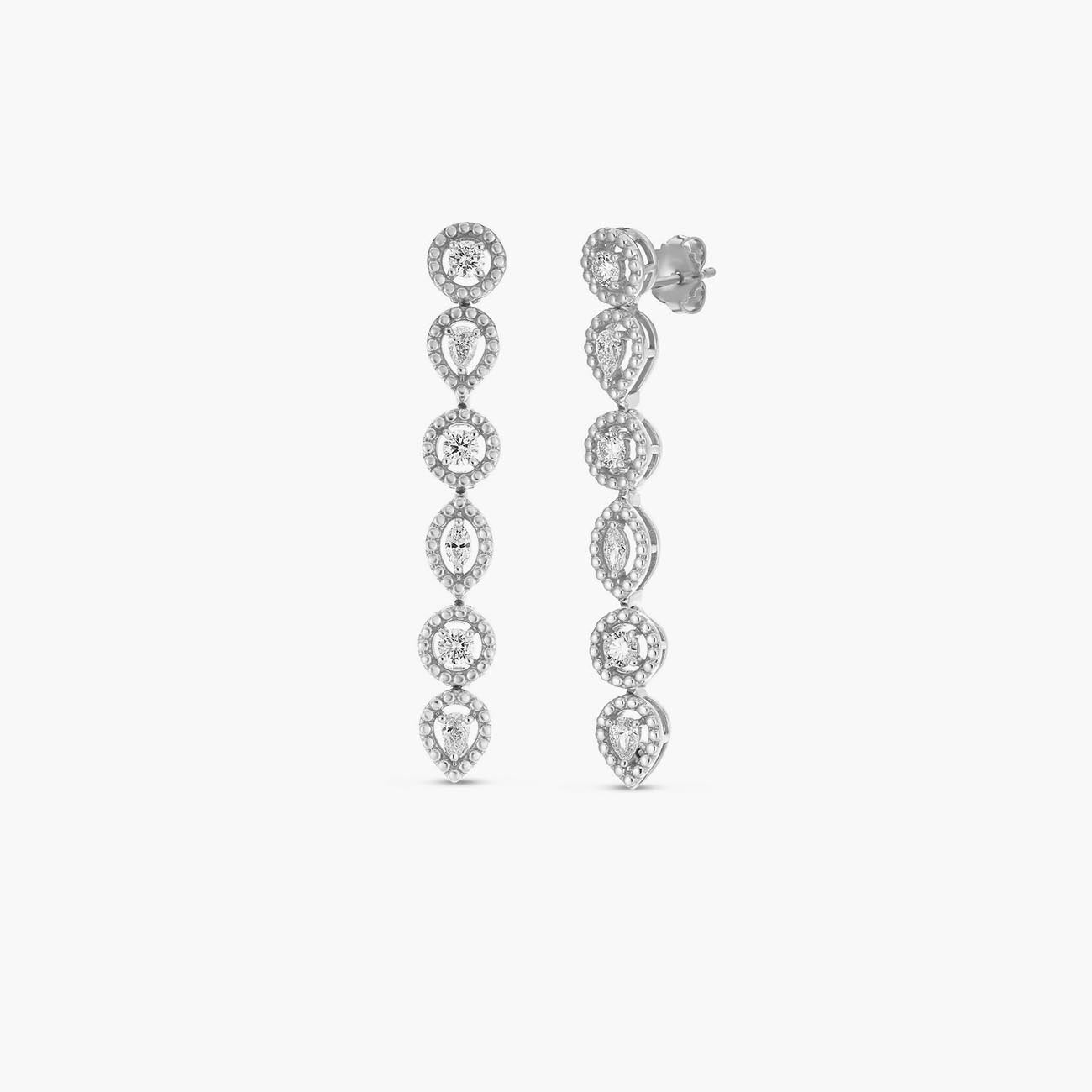 Roberto Coin Dolcetto 18k White Gold and Diamond Drop Earrings