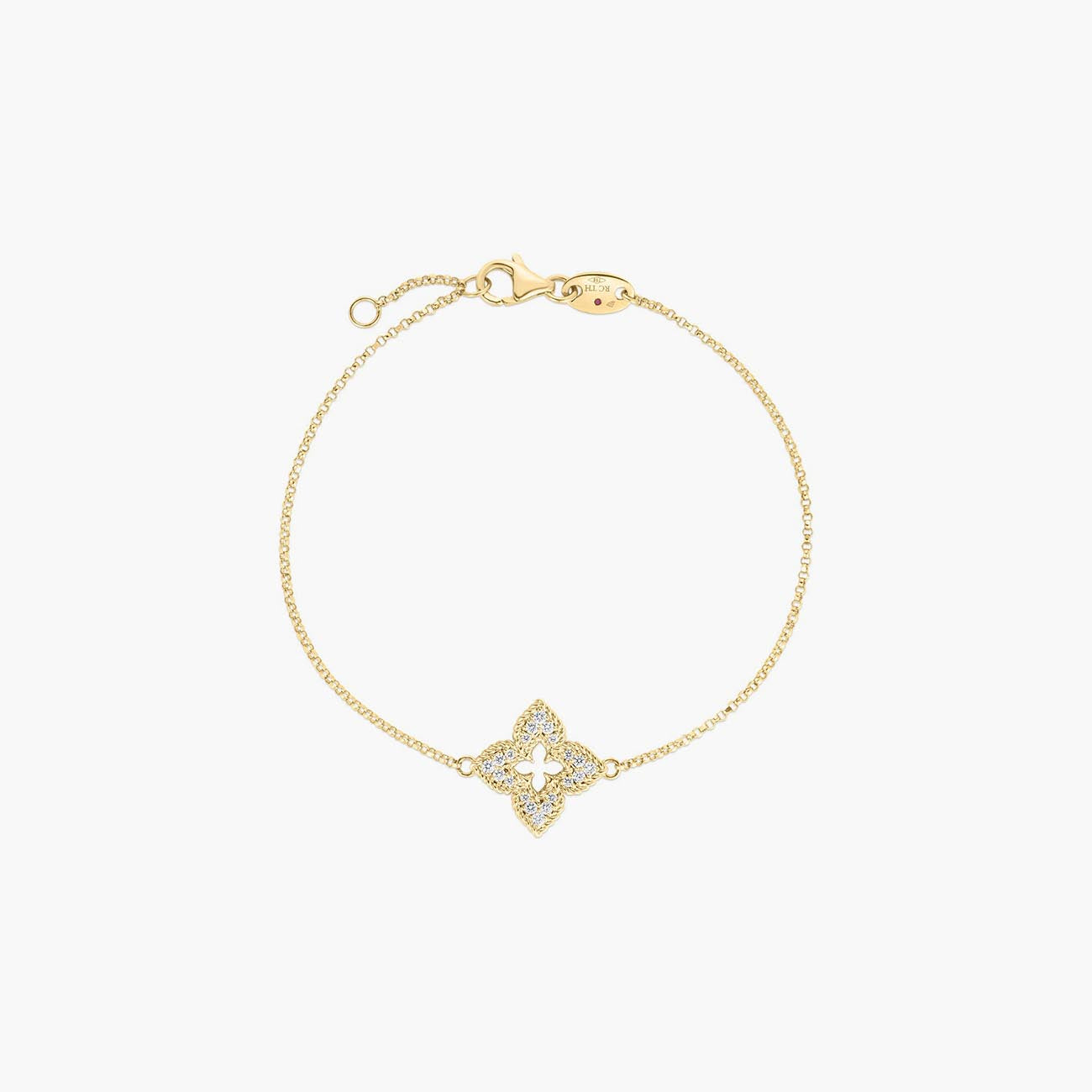 Roberto Coin Venetian Princess Diamond Flower Bracelet in Yellow Gold