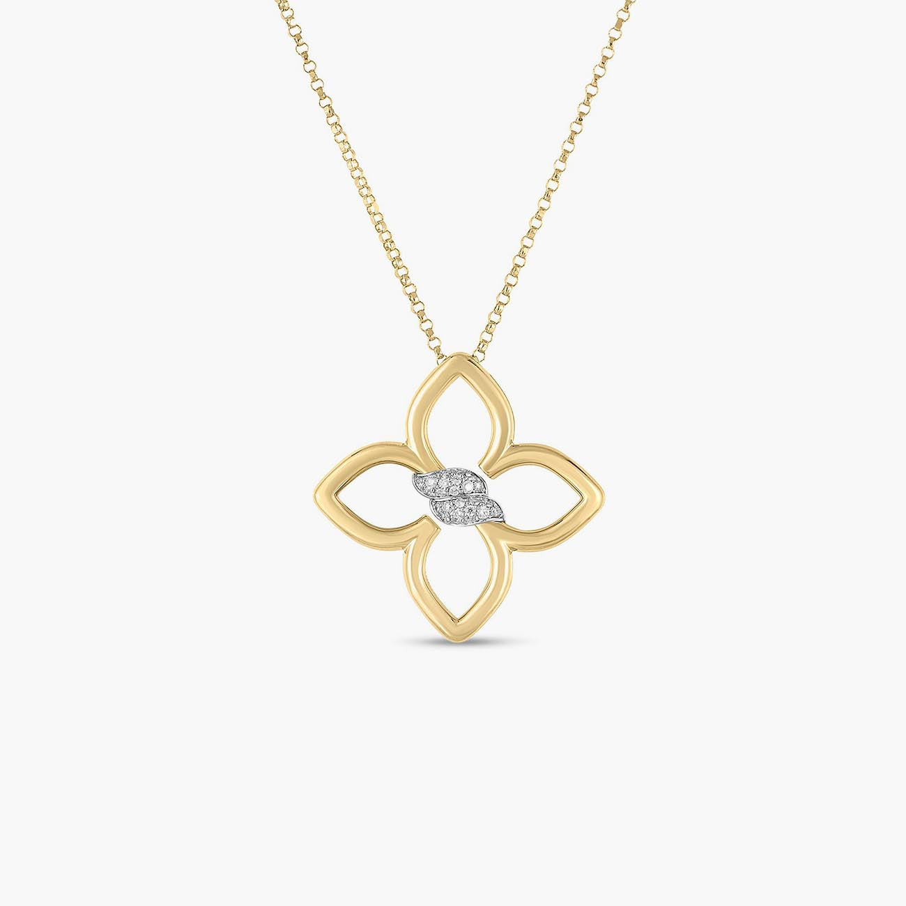 Roberto Coin Cialoma 18k Gold Diamond Small Flower Necklace