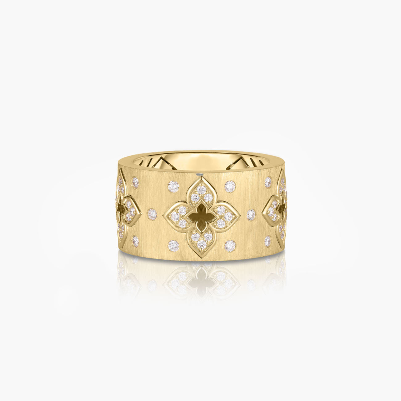 Roberto Coin Venetian Princess Satin Diamond Ring in 18K Yellow Gold