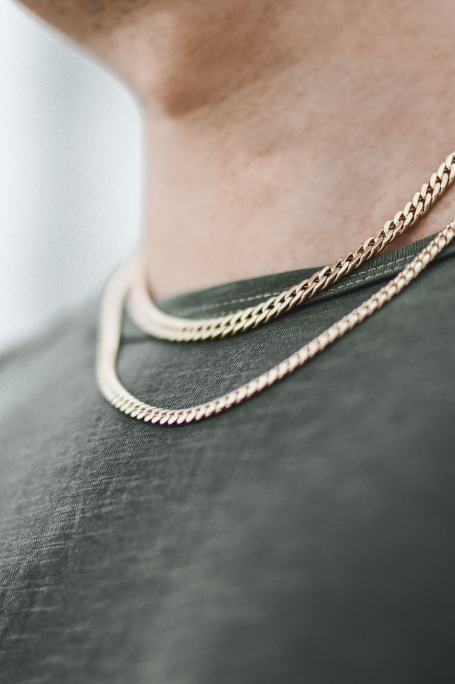 Solid Gold Cuban Link Chain Necklace - 3.3mm