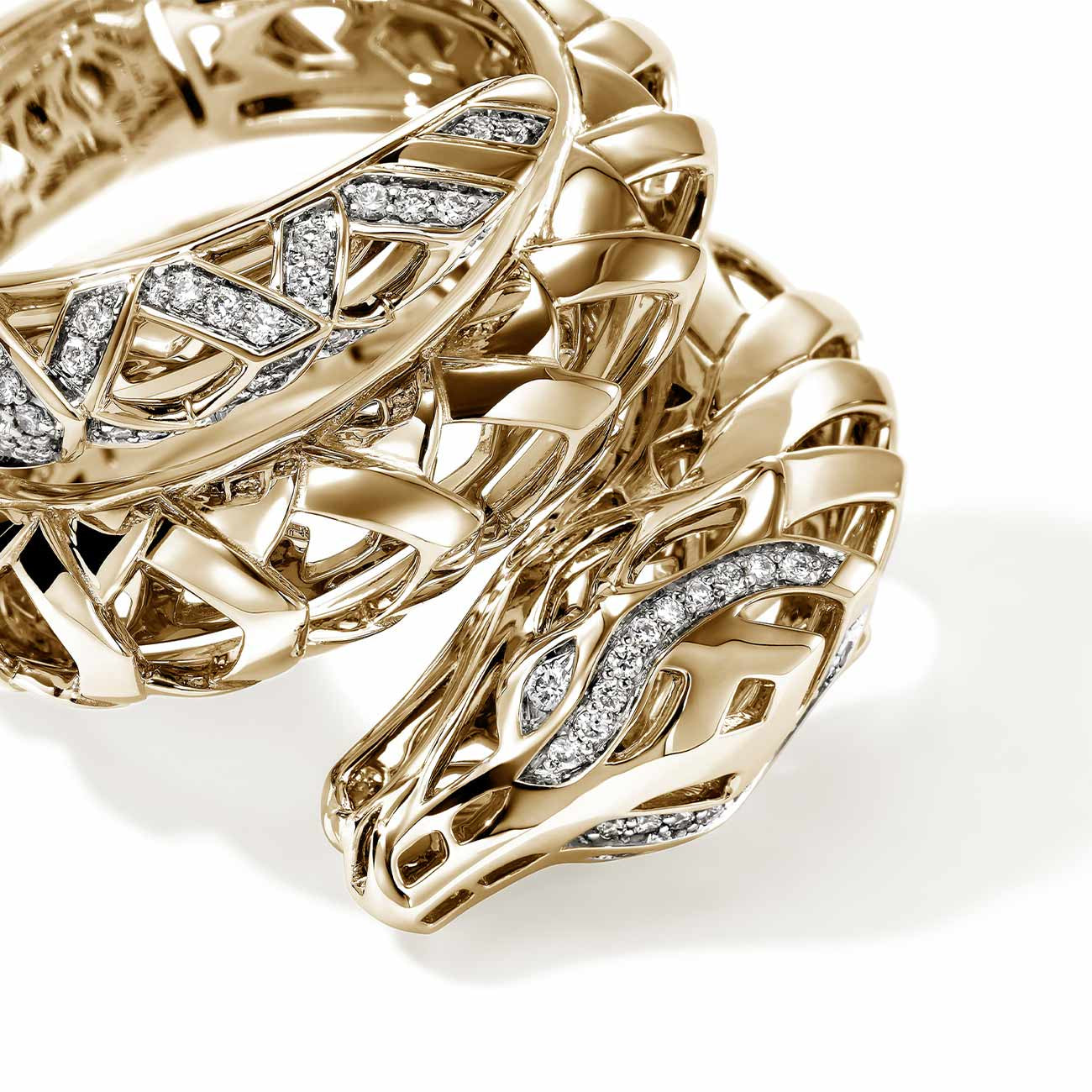 John Hardy Naga Diamond Dragon Double Wrap Ring
